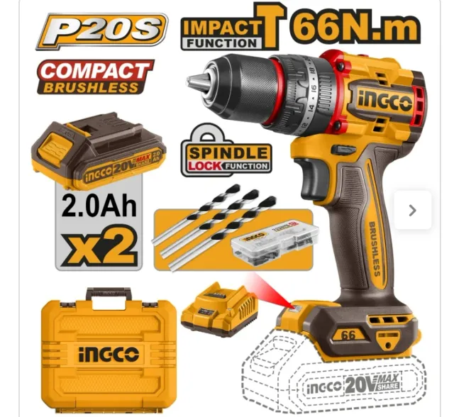 Taladro Percutor Ingco P20S 20V 66Nm