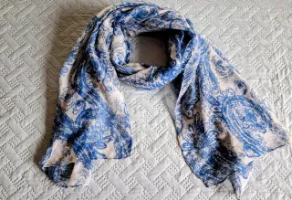 Bufanda Fular Mujer Azul Blanco.