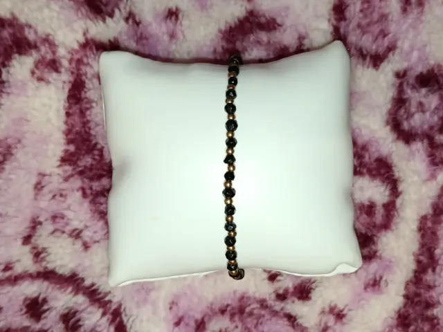 Bracciale Argento Pietra Nera e Oro