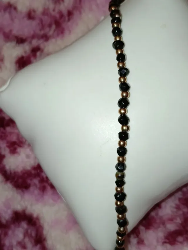 Bracciale Argento Pietra Nera e Oro