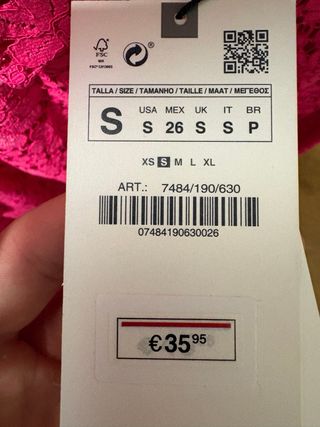 Camisa Zara Encaje Rosa Talla S