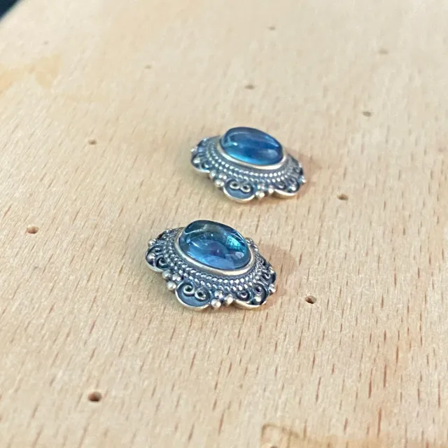 Pendientes Plata Aguamarina Ovalados