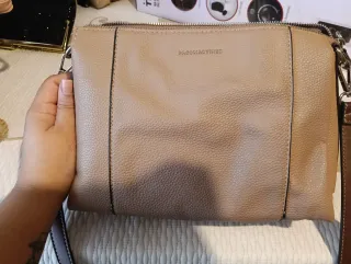 Bolso de mano piel beige y marrón