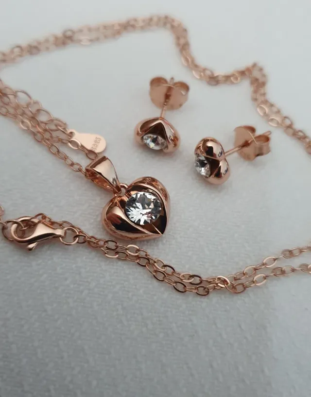 Conjunto ORO ROSA y SWAROVSKIS.REGALO NAVIDAD.