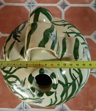 Botijo antiguo cerámica esmaltada pintada a mano