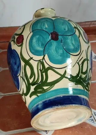 Botijo antiguo cerámica esmaltada pintada a mano