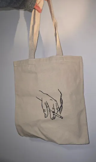 Tote bag bordada bege