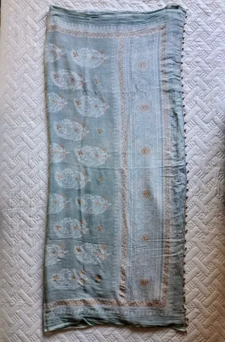 Bufanda fular mujer azul y beige