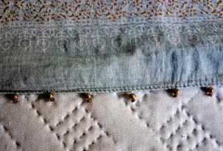 Bufanda fular mujer azul y beige