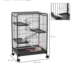 Jaula para conejo negra con accesorios