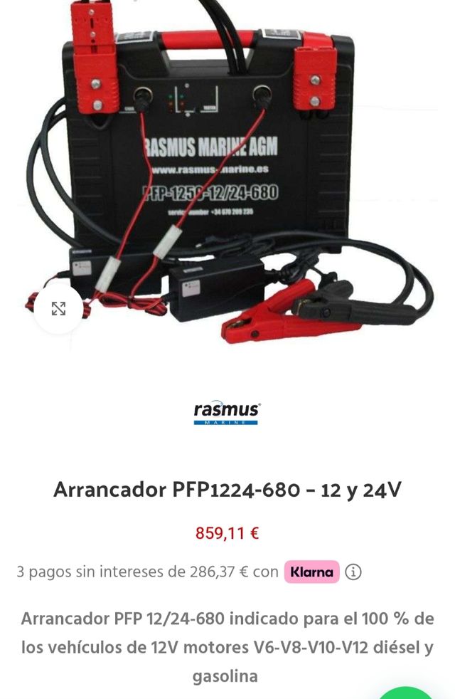 Arrancador 12V Coche / 24V Camión Rasmus Marine