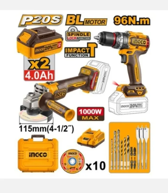 Kit Ingco Taladro Percutor y Amoladora P20S