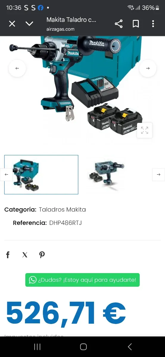 Taladro Makita .DHP 486)   18V 5.0Ah