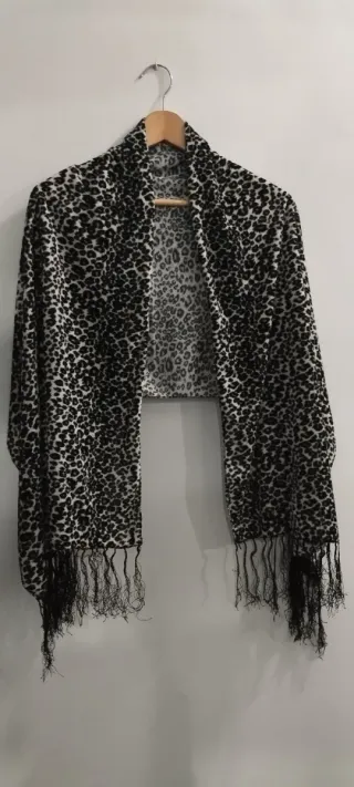 Chal bufanda terciopelo con flecos