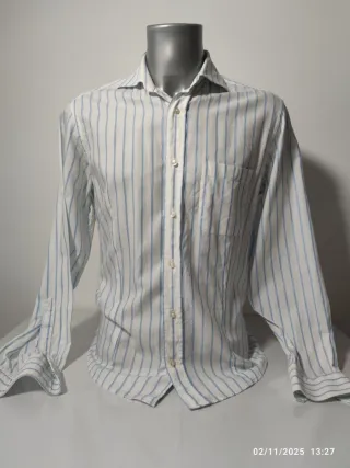 Camicia vintage a righe azzurre 100% cotone