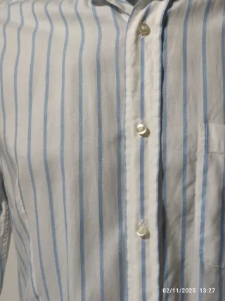 Camicia vintage a righe azzurre 100% cotone