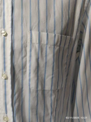 Camicia vintage a righe azzurre 100% cotone