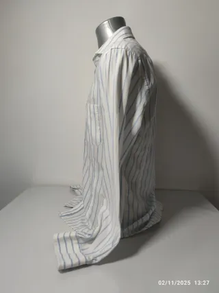 Camicia vintage a righe azzurre 100% cotone