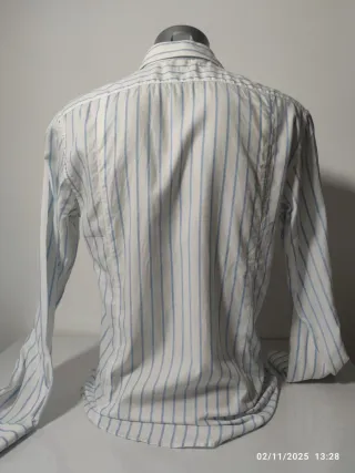 Camicia vintage a righe azzurre 100% cotone