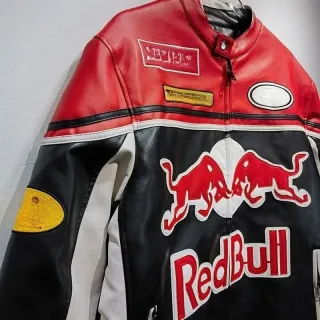 Chaqueta de Cuero Rider Redbull Vintage Retro Bomb