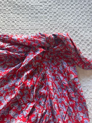 Falda Zara Estampada Flores Roja