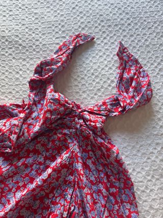 Falda Zara Estampada Flores Roja