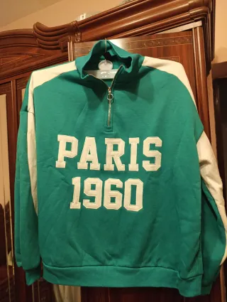 Sudadera Paris 1960 verde y blanco