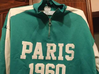 Sudadera Paris 1960 verde y blanco