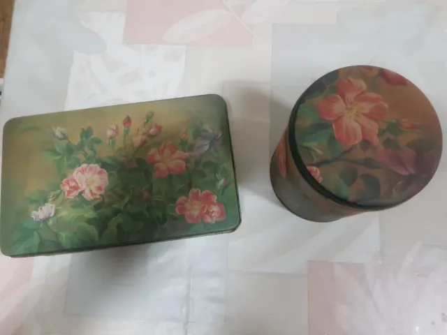 Juego 2 Cajas Metálicas Decorativas Florales