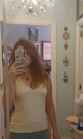 Tintoretto Top tirantes Beige con lentejuelas