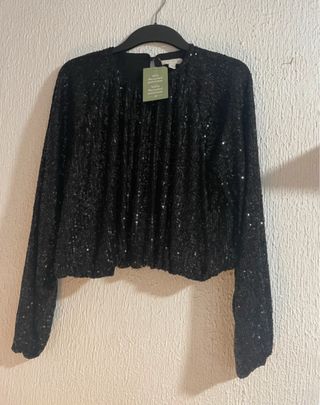 Top lentejuelas negro