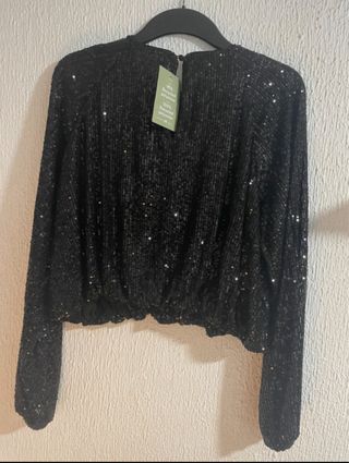 Top lentejuelas negro