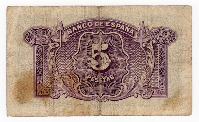 Billete de 5 pesetas de 1935 sin serie