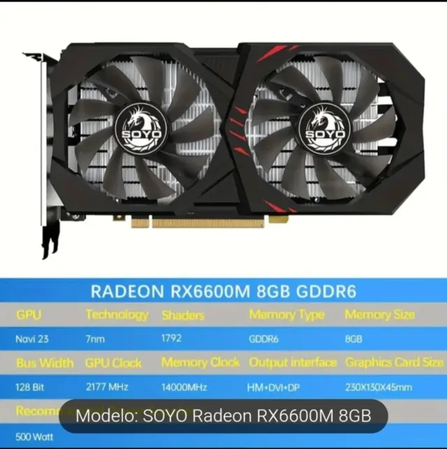 Tarjeta gráfica RX 6600M 8GB NUEVA GPU AMD RTX GTX