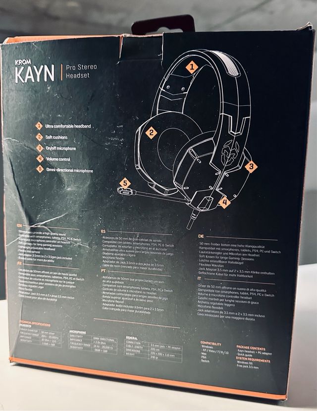 Fones de ouvido para jogos KROM KYN 50 mm · Impecáveis