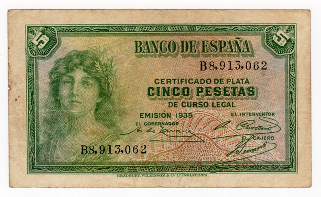 Billete de 5 pesetas de 1935