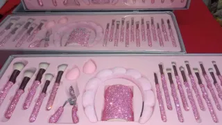 Set Brochas Maquillaje Brillantes Rosa