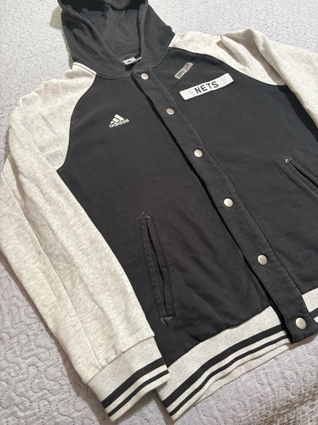 Giacca College Adidas NBA Nera Grigia L vintage