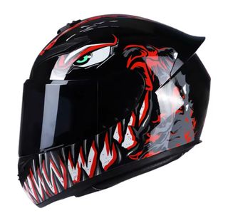 Casco Moto Integral Negro Diseño Venom