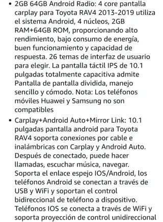Pantalla Carplay Android Toyota Rav4 2013-2019