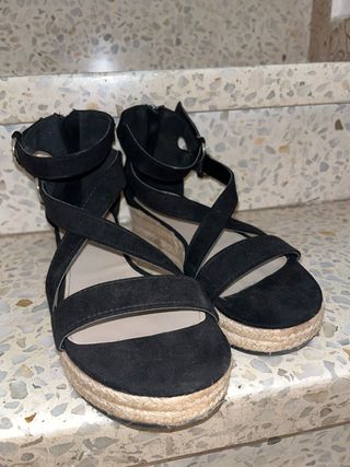 Alpargatas de cuña negras mujer