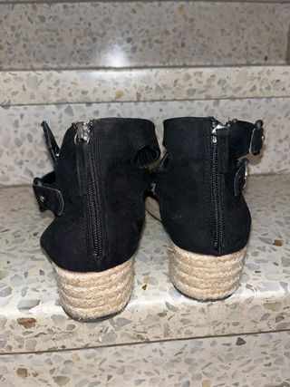 Alpargatas de cuña negras mujer