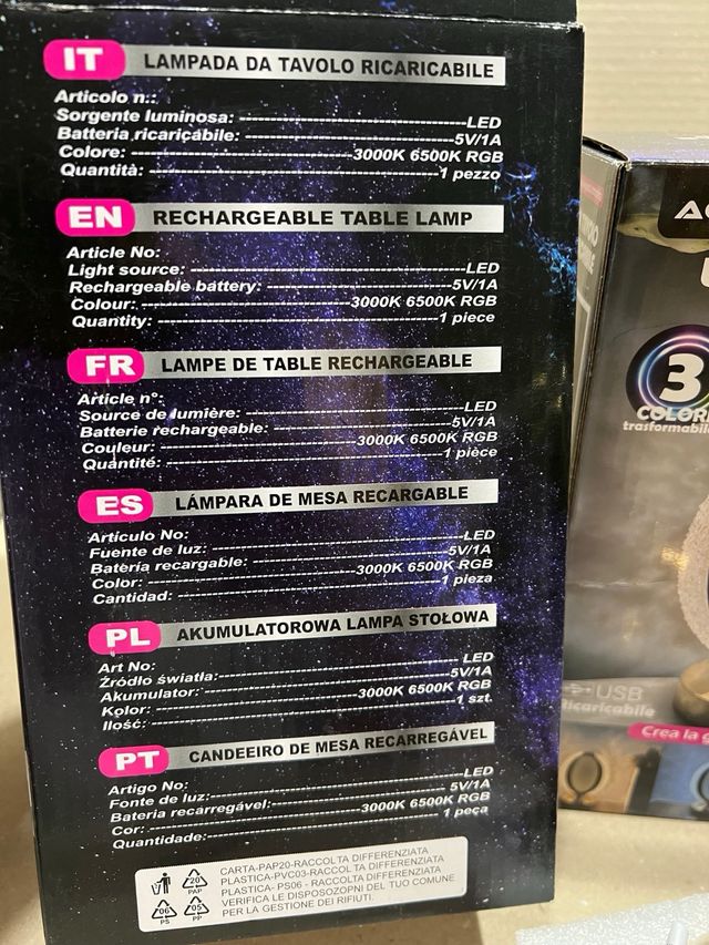 Set 3 Lampade LED Ricaricabili Aorlis