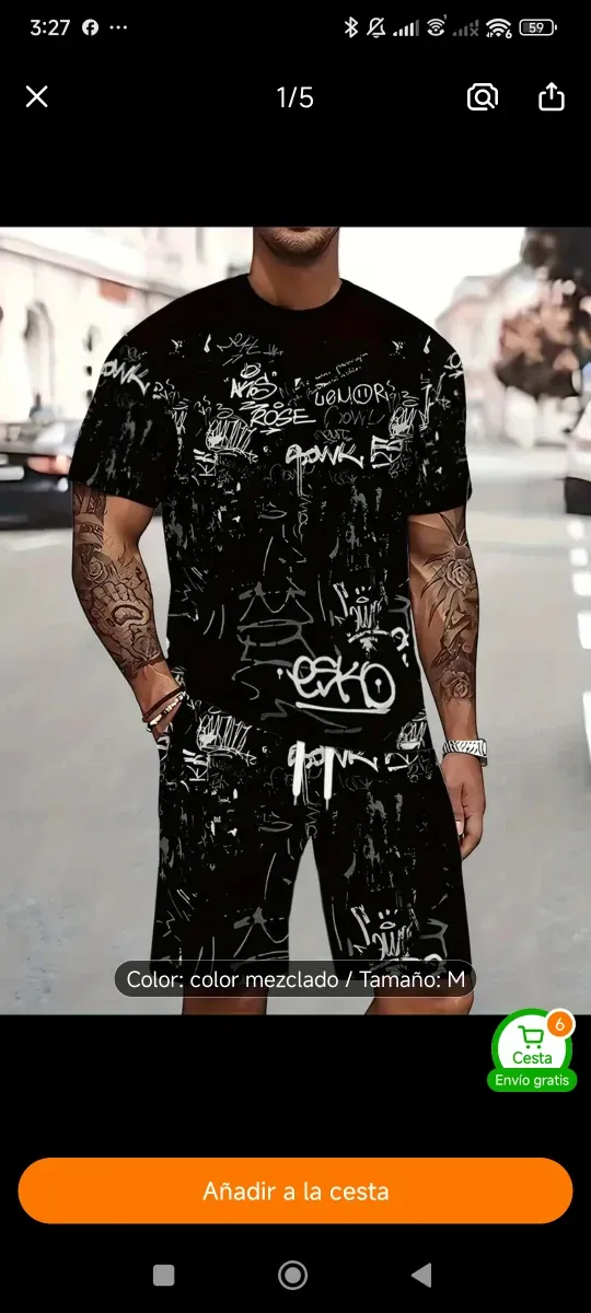 Conjunto Camiseta y Pantalón Estampado Graffiti Ta