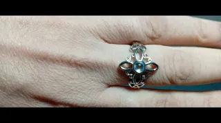 Anillo Plata Mineral Media Luna Azul