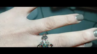 Anillo Plata Mineral Media Luna Azul