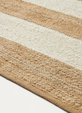 Tappeto Rovira con strisce naturali e bianco in juta e cotone 160 x 230 cm