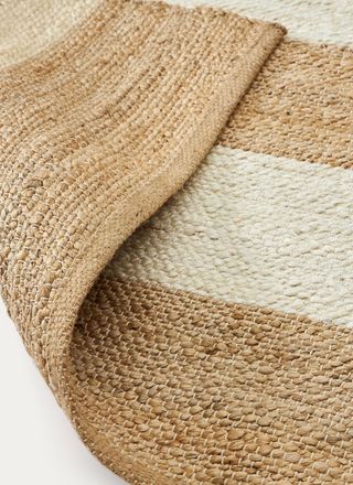 Tappeto Rovira a righe naturali e bianche in juta e cotone 160 x 230 cm