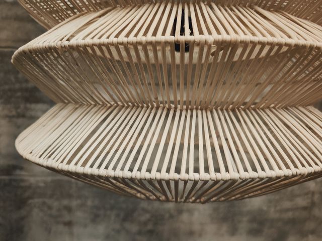 Pantalla para lámpara de techo Dakit de ratán con acabado aclarado 60 x 39 cm