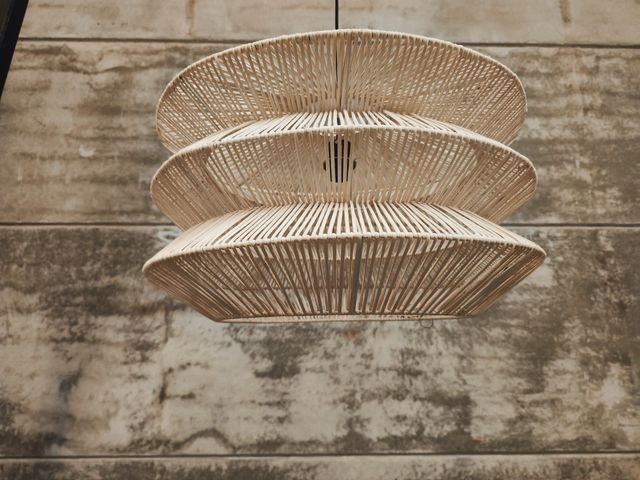 Pantalla para lámpara de techo Dakit de ratán con acabado aclarado 60 x 39 cm